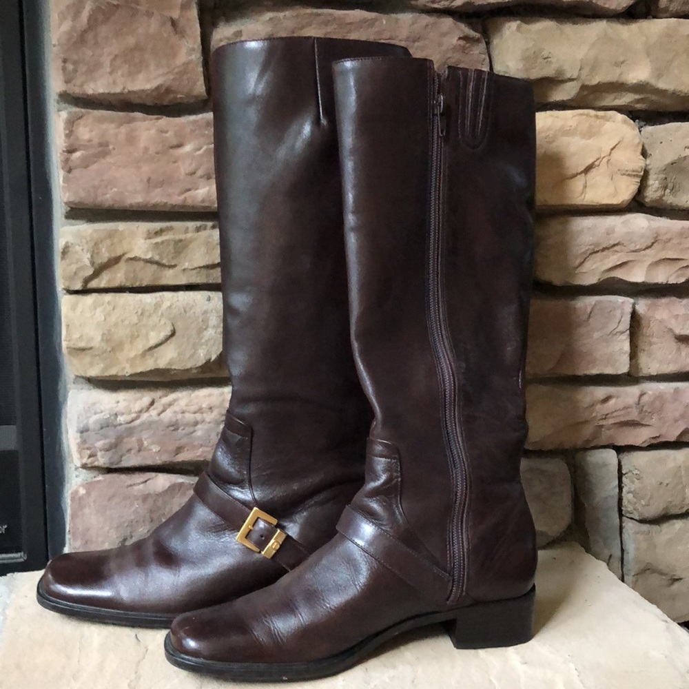 Etienne Aigner Buckle Riding Boots